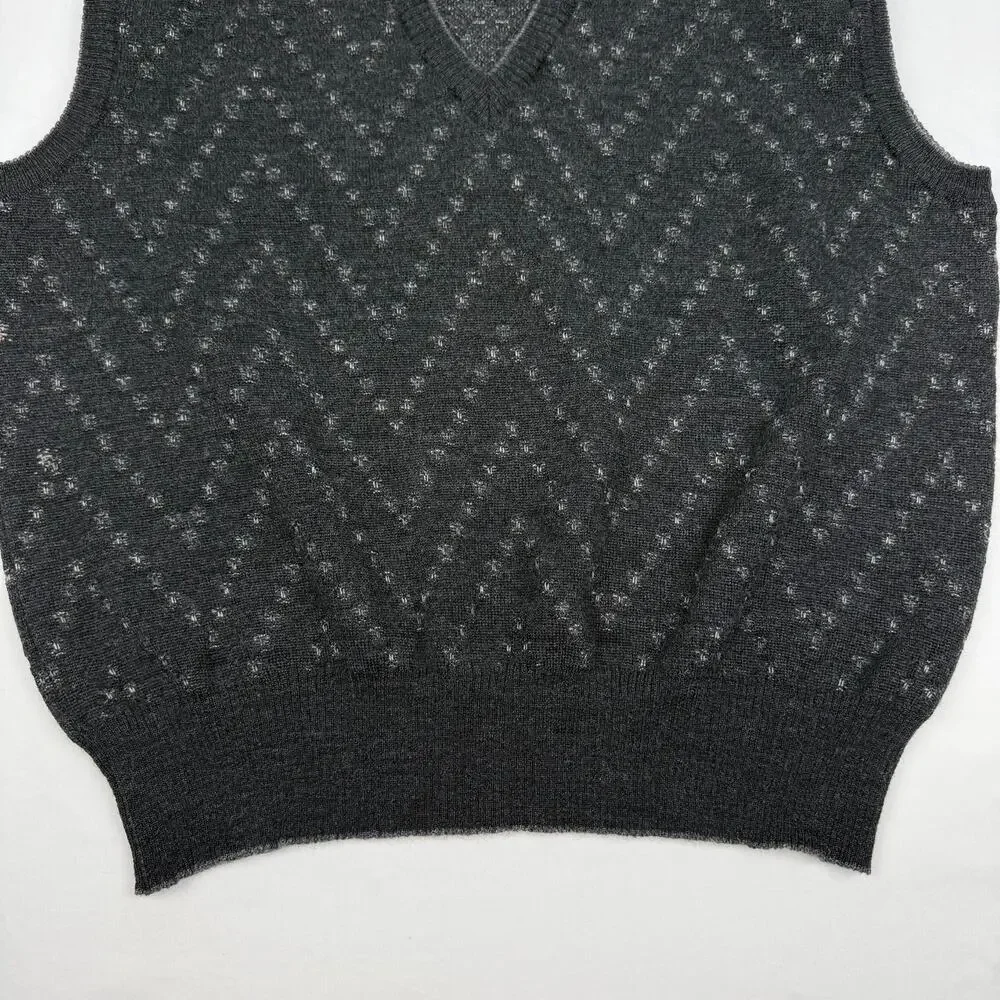 Vintage 90s Virgin Wool Sweater Vest Charcoal V-Neck Mark Shale Sz L